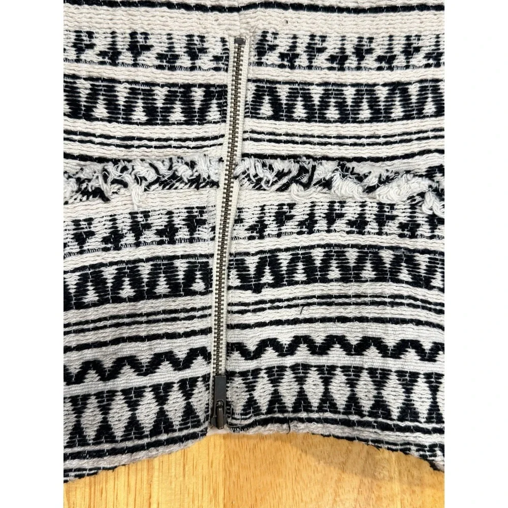 Banana Republic Sz. 0 Jacquard Tribal Geometric Midi Skirt Cream Black‎ 2016